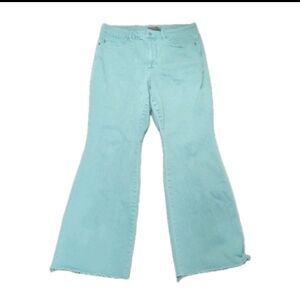 Judy Blue Turquoise Garment Dyed Flare Jeans 16W High Rise Boho Bell Bottoms Raw